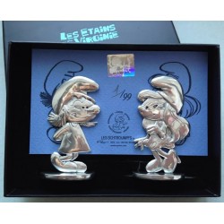 Coffret 2 figurines Schtroumpfette - Peyo -  Les etains de Virginie 